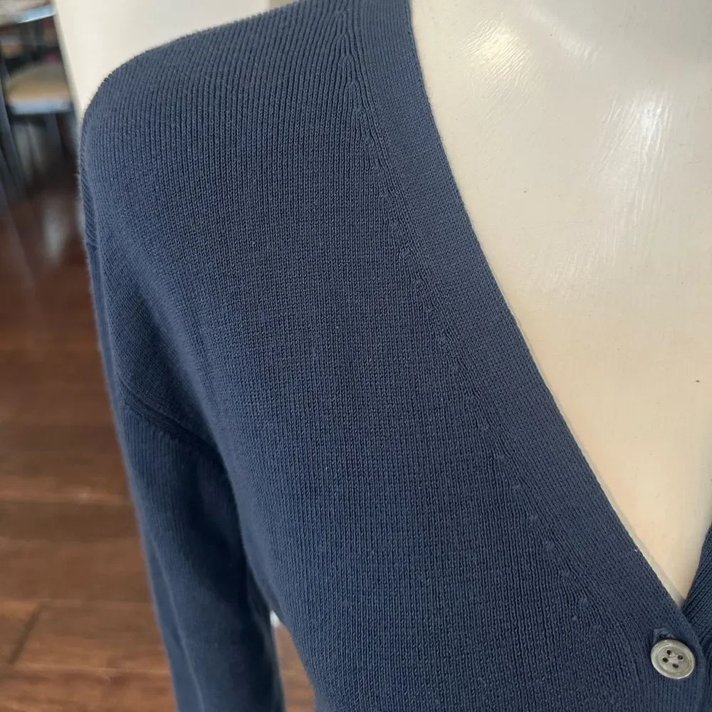 Lauren Ralph Lauren Blue Silk Blend Cardigan Sweater L